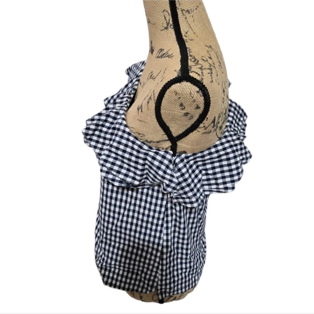 J. Crew Gingham One Shoulder Ruffle Blouse - Picture 7 of 14